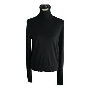 CO essentials Cashmere Sweater Black Long Sleeve Turtleneck Hi Lo Size Large